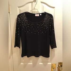 Quacker Factory Studded Jewel Black Embellished top